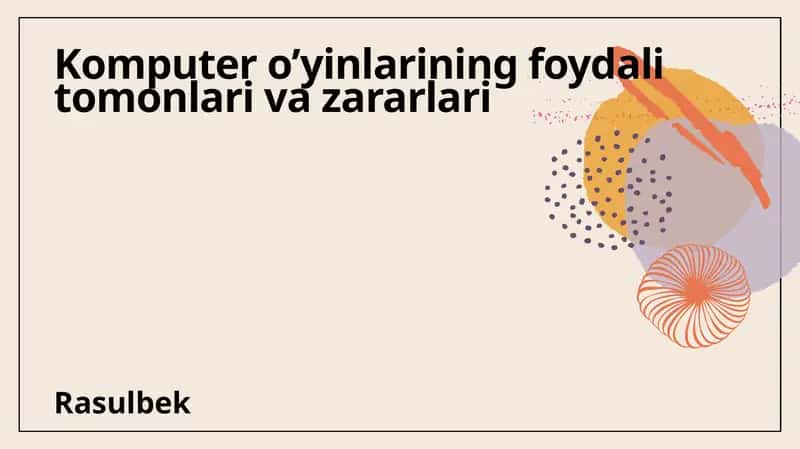Kompyuter o'yinlarining foydali tomonlari va zararlari