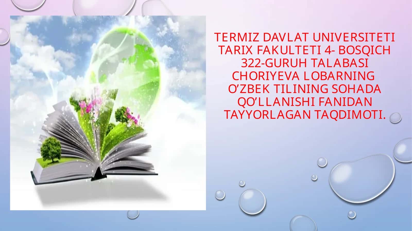Oʻzbek Tilining sohada qo'llanishi