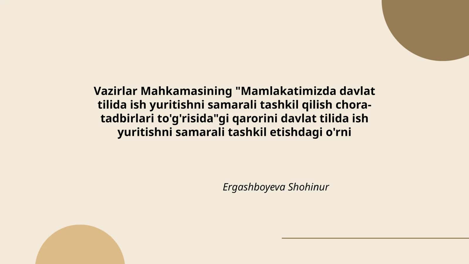 Mamlakatimizda davlat tilida ish yuritishni samarali tashkil qilish chora-tadbirlari to'g'risida
