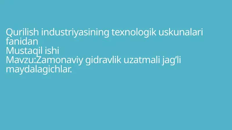 Zamonaviy gidravlik uzatma liqhayalar