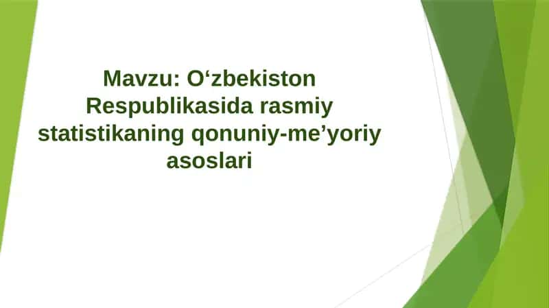O‘zbekiston Respublikasi davlat statistikasi