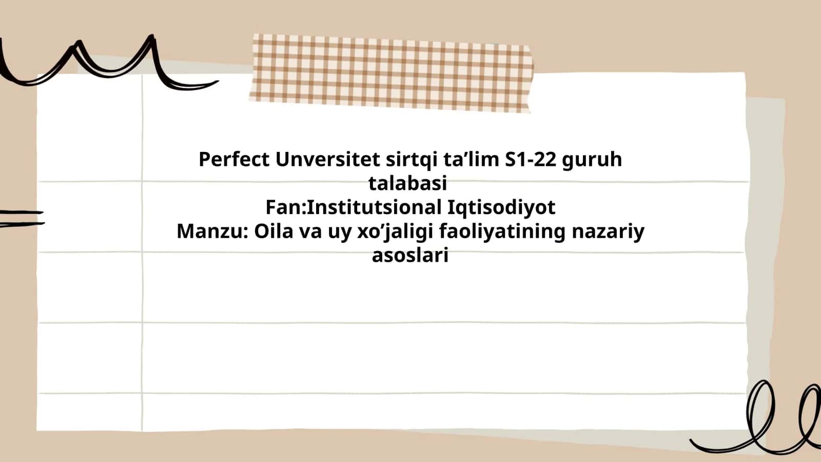 Perfect Unversitet sirtqi ta’lim S1-22 guruh talabasi