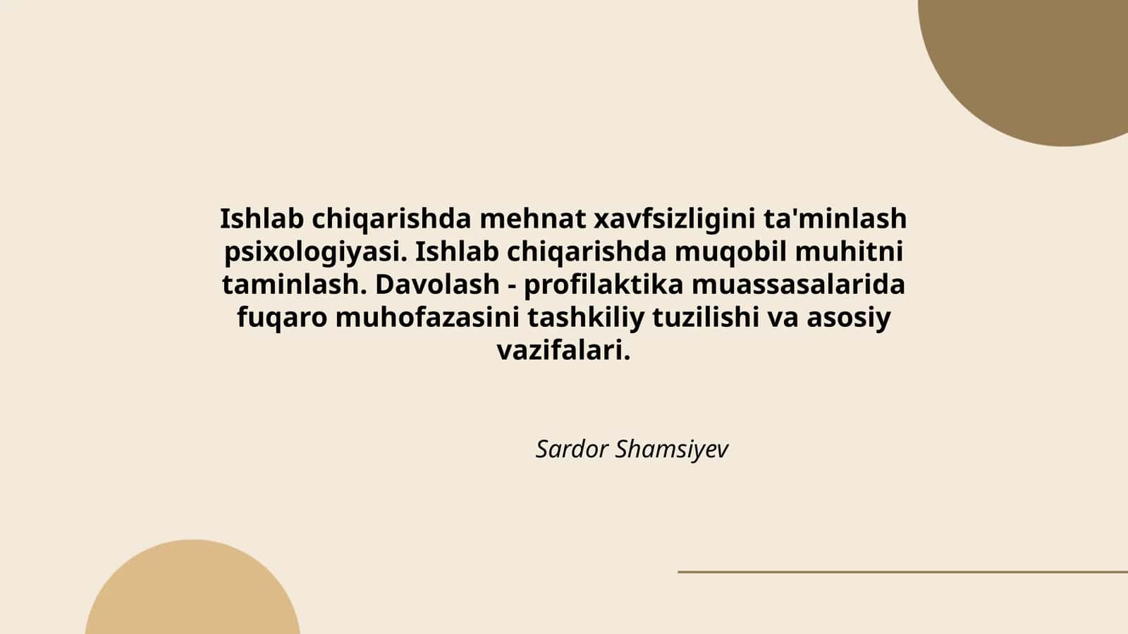 Ishlab chiqarishda mehnat xavfsizligini ta'minlash psixologiyasi. Ishlab chiqarishda muqobil muhitni taminlash. Davolash - profilaktika muassasalarida fuqaro muhofazasini tashkiliy tuzilishi va asosiy vazifalari