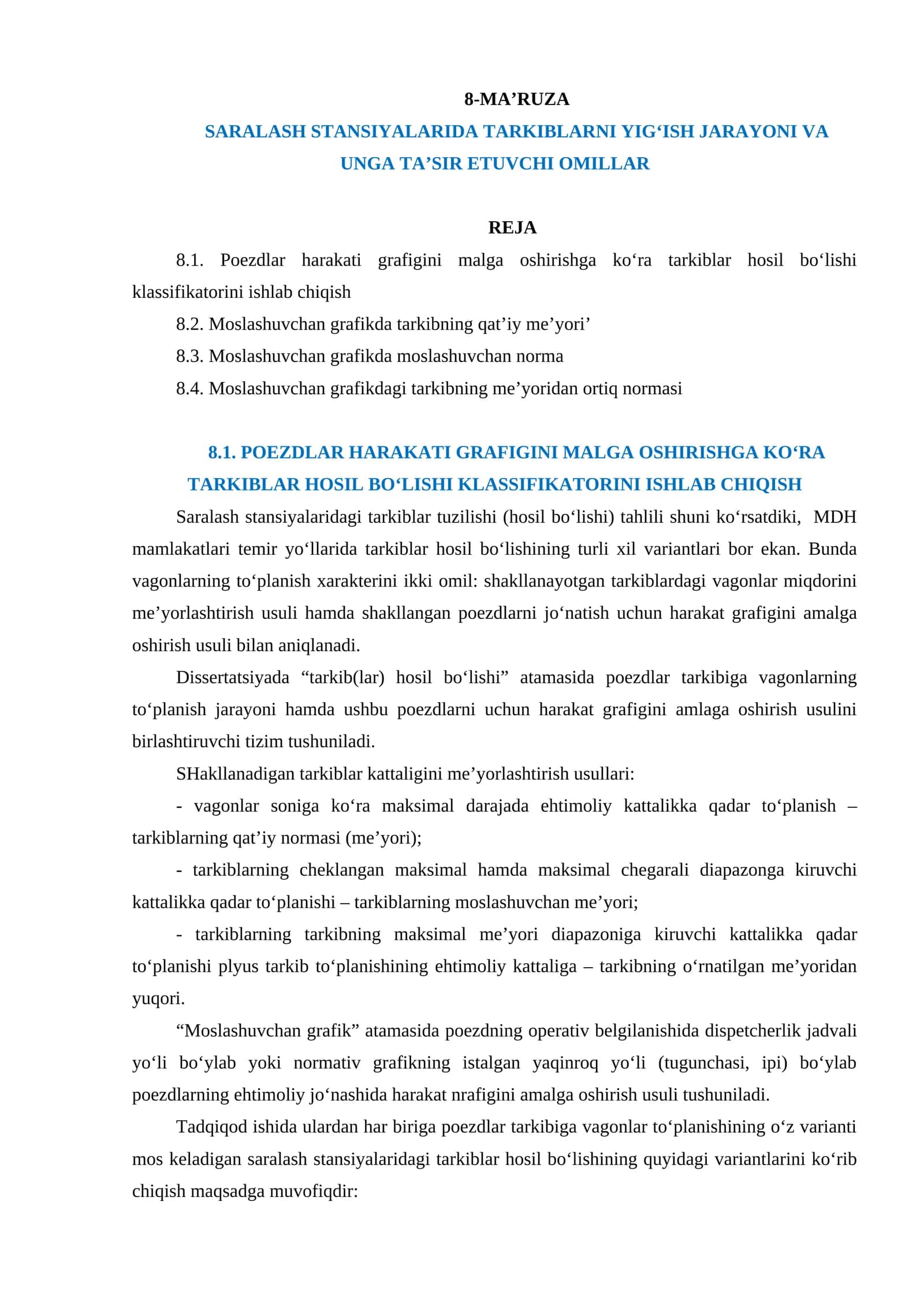 saralash stansiyalari tarkibi