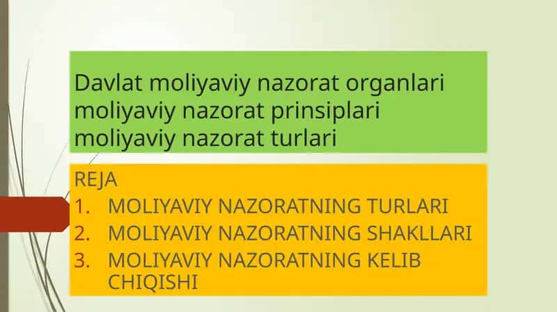MOLIYAVIY NAZORATNING TURLARI