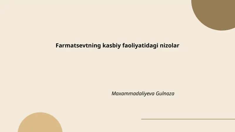 Farmatsevtning kasbiy faoliyatidagi nizolar