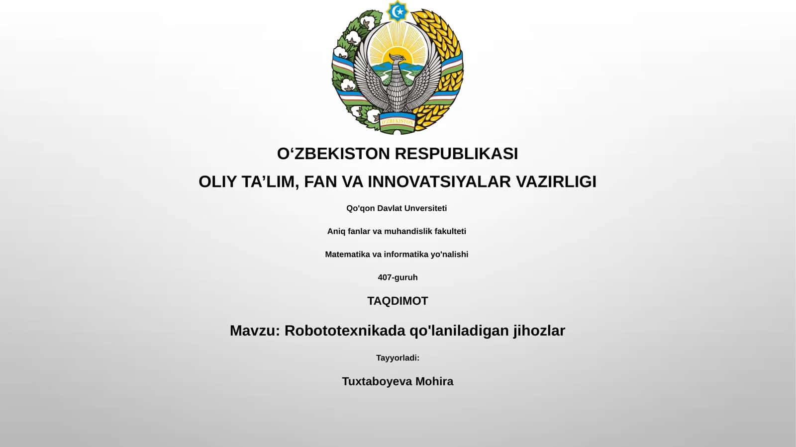 Robototexnikada qo'laniladigan jihozlar