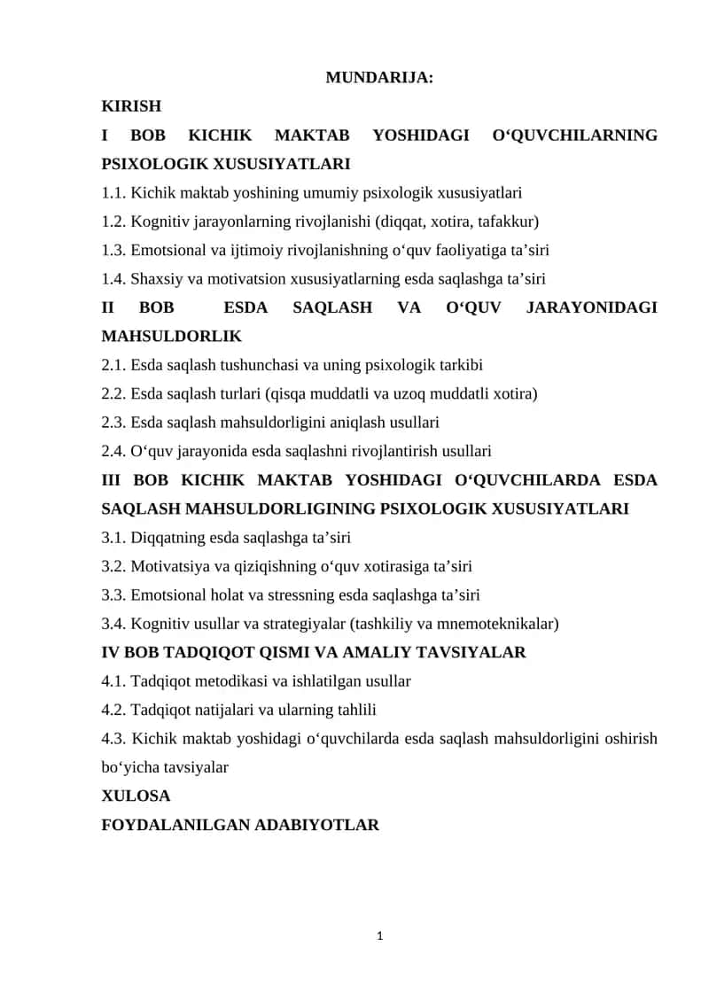 KICHIK MAKTAB YOSHIDAGI O‘QUVCHILARNING PSIXOLOGIK XUSUSIYATLARI