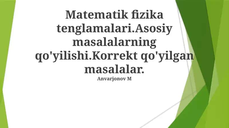 Matematik Fizika Tenglamalari