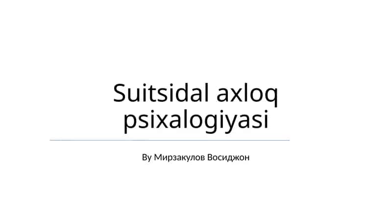 Suitsidal axloq psixalogiyasi