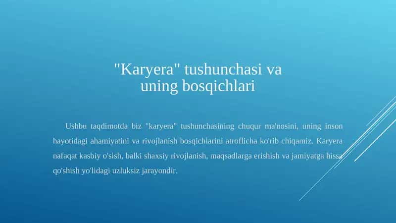 Karyera tushunchasi va uning bosqichlari