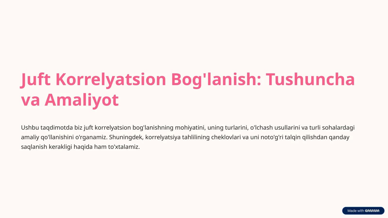 Juft Korrelyatsion Bog'lanish: Tushuncha va Amaliyot