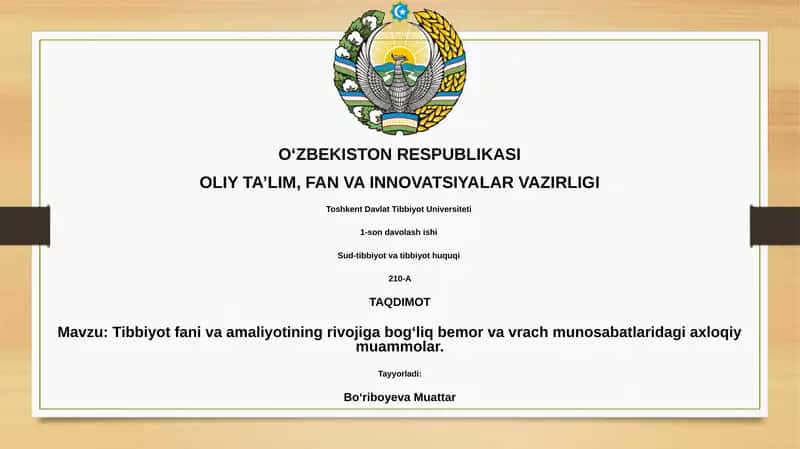 Tibbiyot fani va amaliyotining rivojiga bog‘liq bemor va vrach munosabatlaridagi axloqiy muammolar