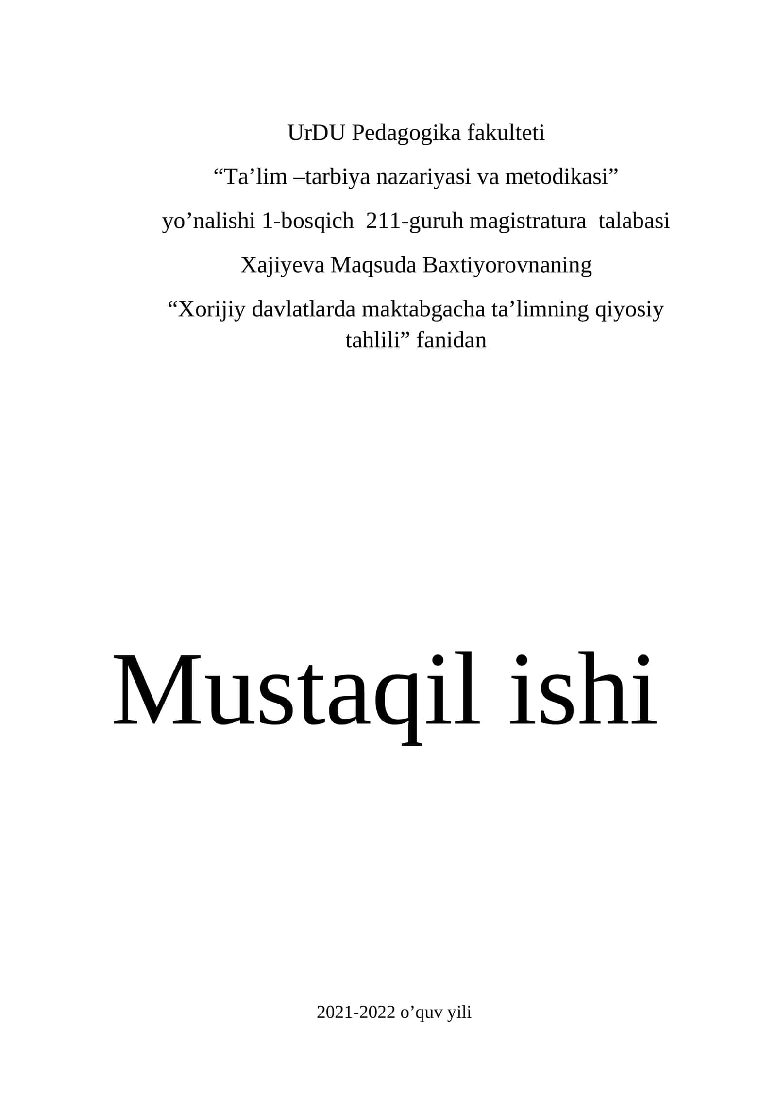 Xorijiy davlatlarda maktabgacha ta’limning qiyosiy tahlili