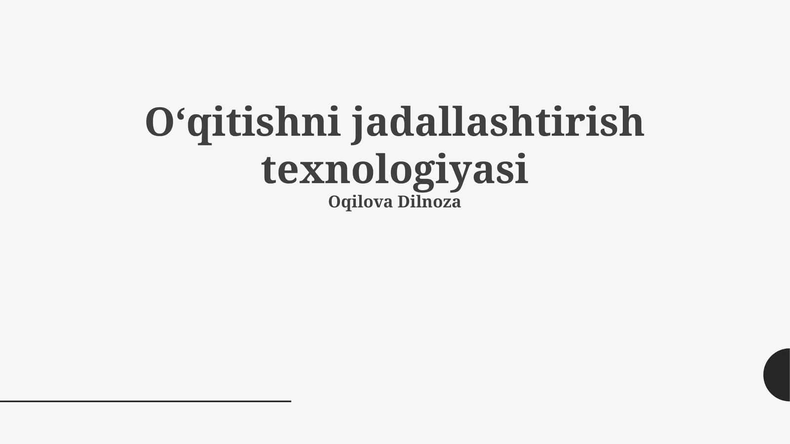 Oʻqitishni jadallashtirish texnologiyasi