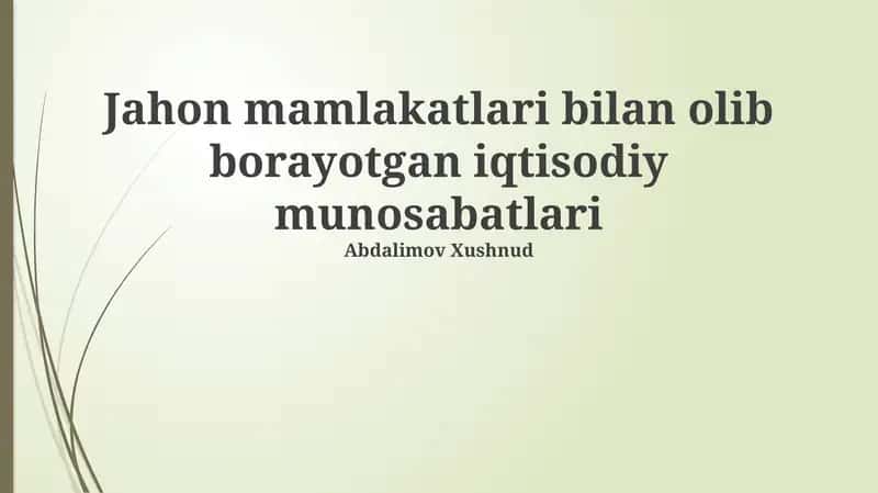 Tashqi Iqtisodiy Aloqalar