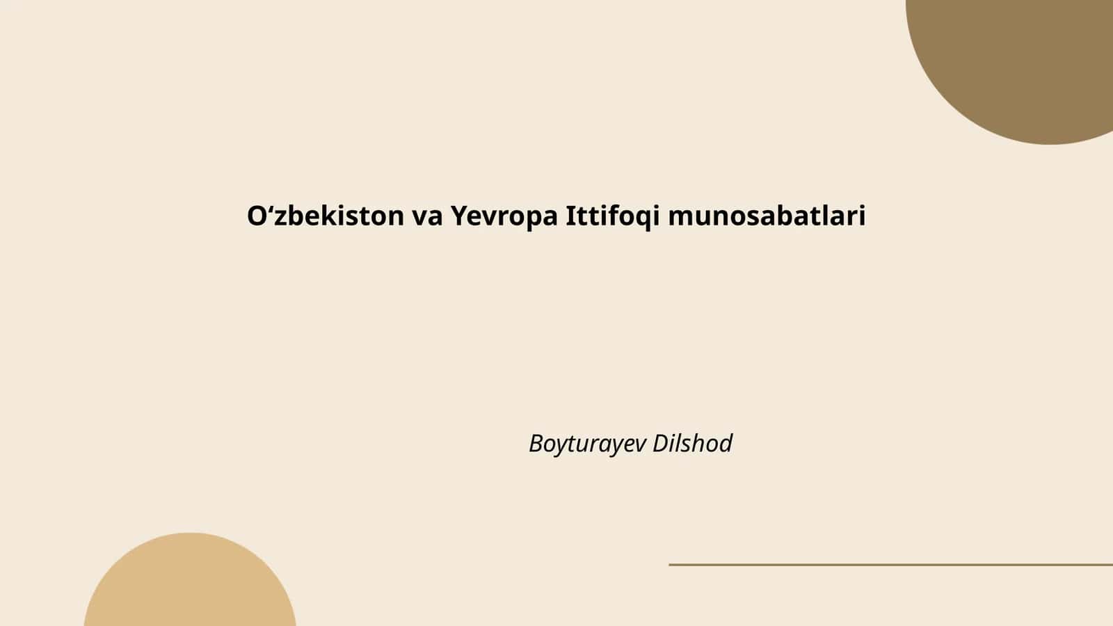 Oʻzbekiston va Yevropa Ittifoqi munosabatlari