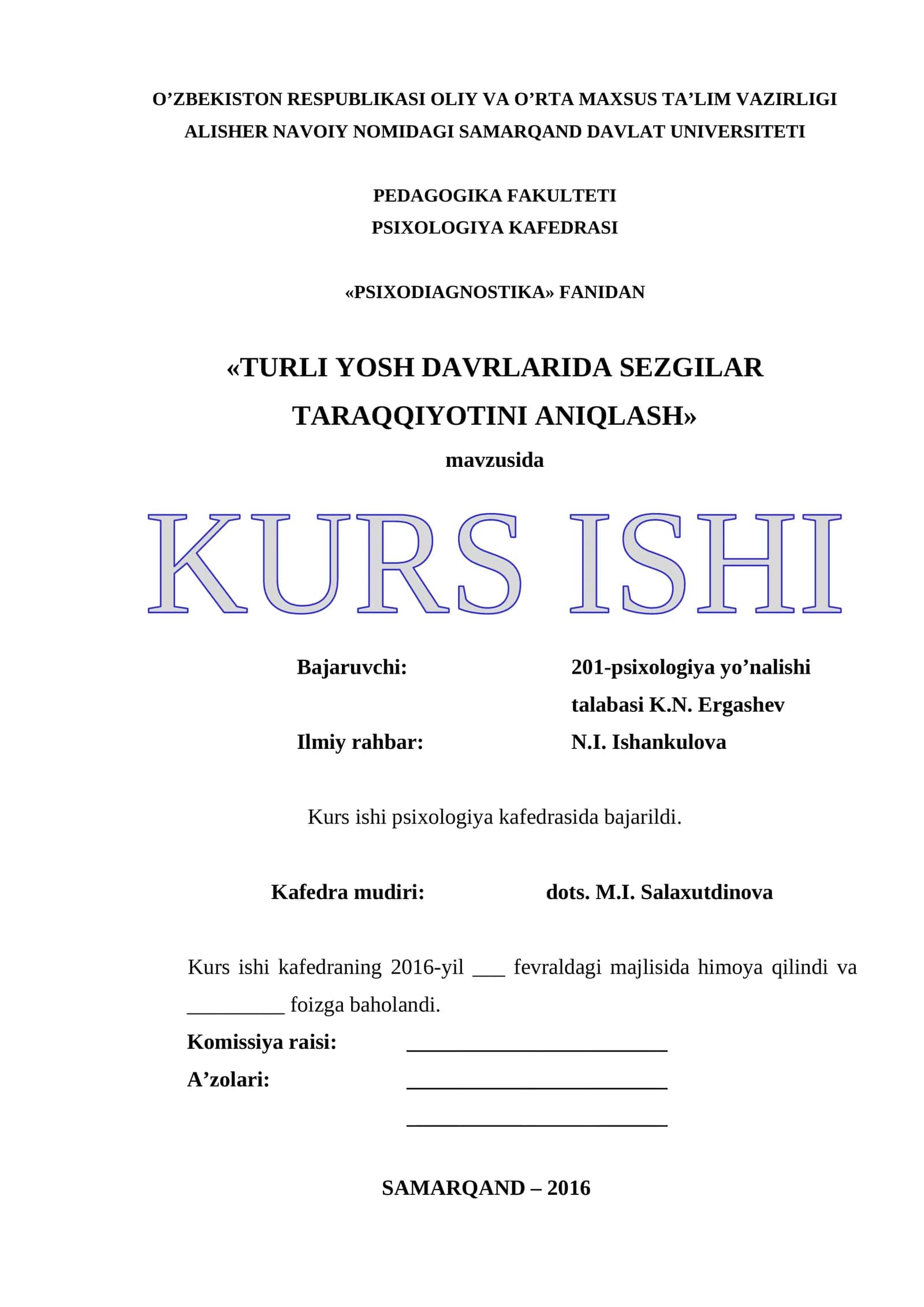 TURLI YOSH DAVRLARIDA SEZGILAR TARAQQIYOTINI ANIQLASH