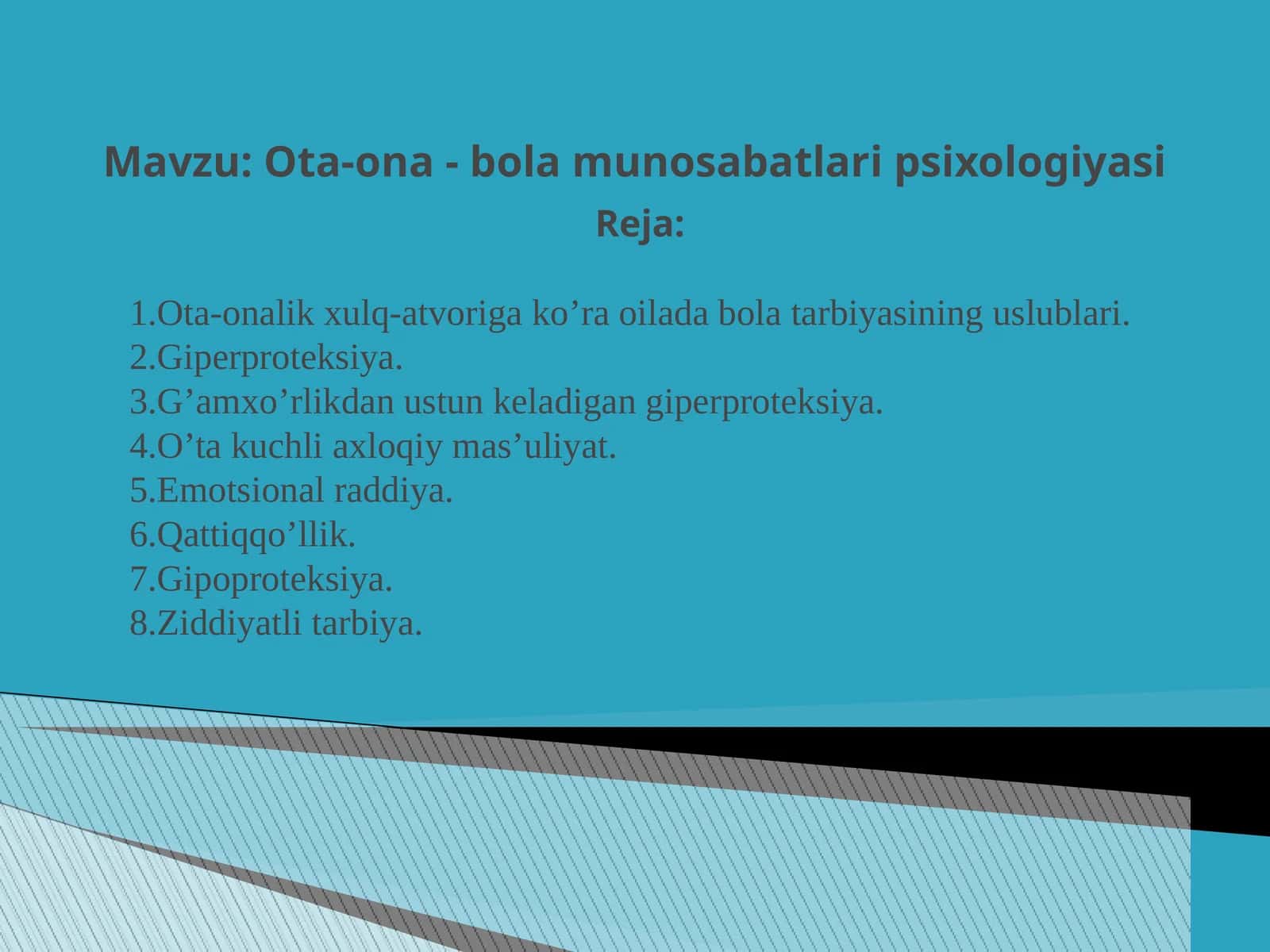 Ota-ona - bola munosabatlari psixologiyasi