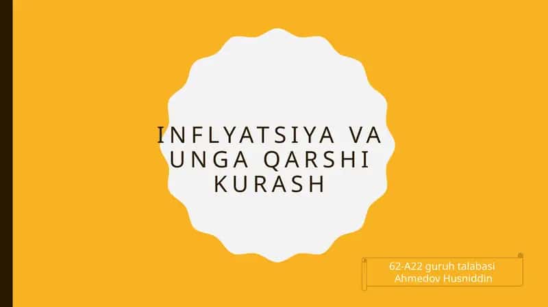 Inflyatsiya va unga qarshi kurash