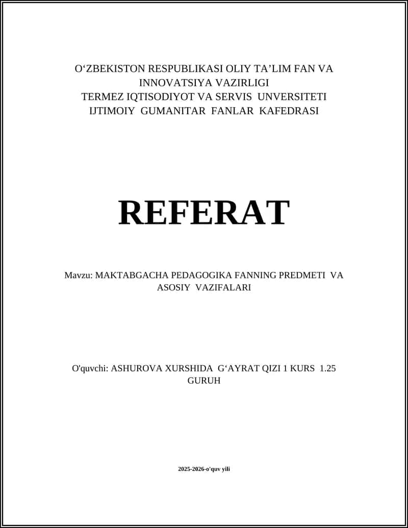 Maktabgacha Pedagogika