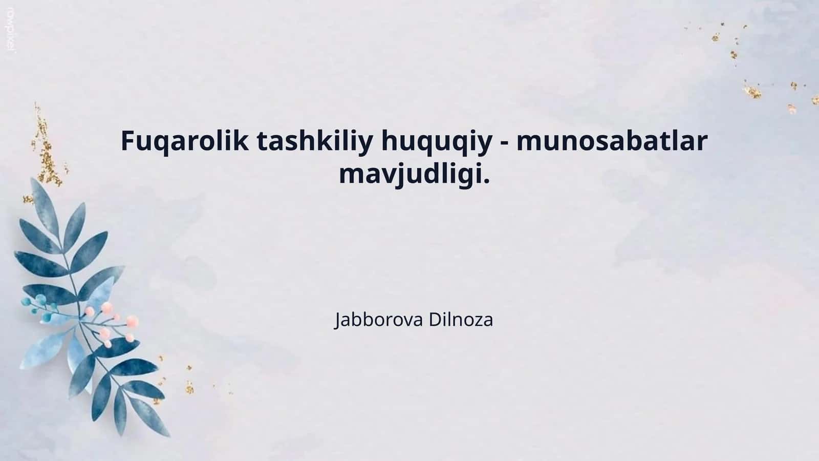 Fuqarolik tashkiliy huquqiy - munosabatlar mavjudligi.