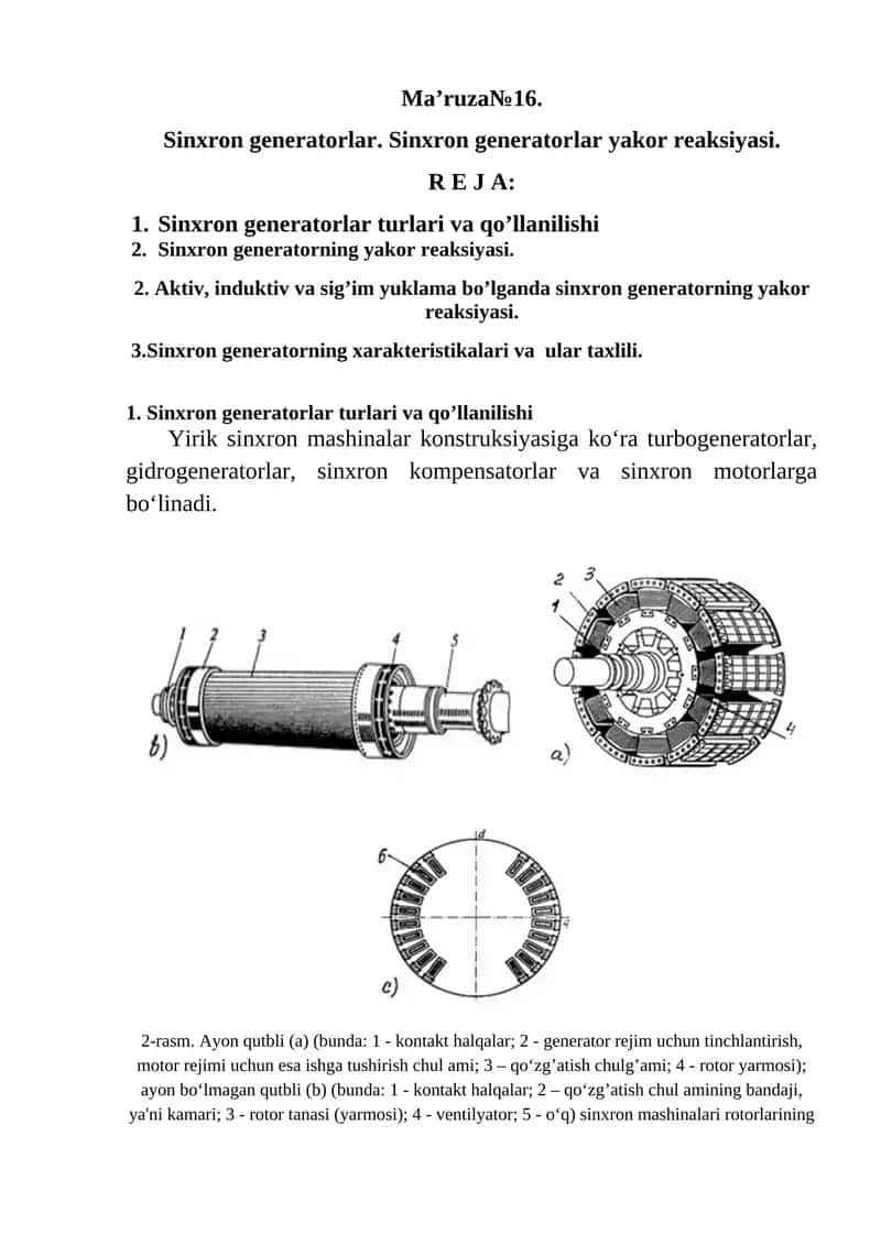 Sinxron generatorlar