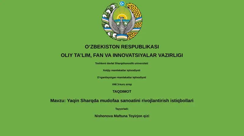 Yaqin Sharqda mudofaa sanoatini rivojlantirish istiqbollari