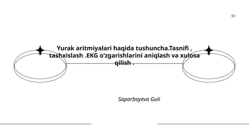 Yurak aritmiyalari haqida tushuncha.Tasnifi, tashxislash.EKG oʻzgarishlarini aniqlash va xulosa qilish