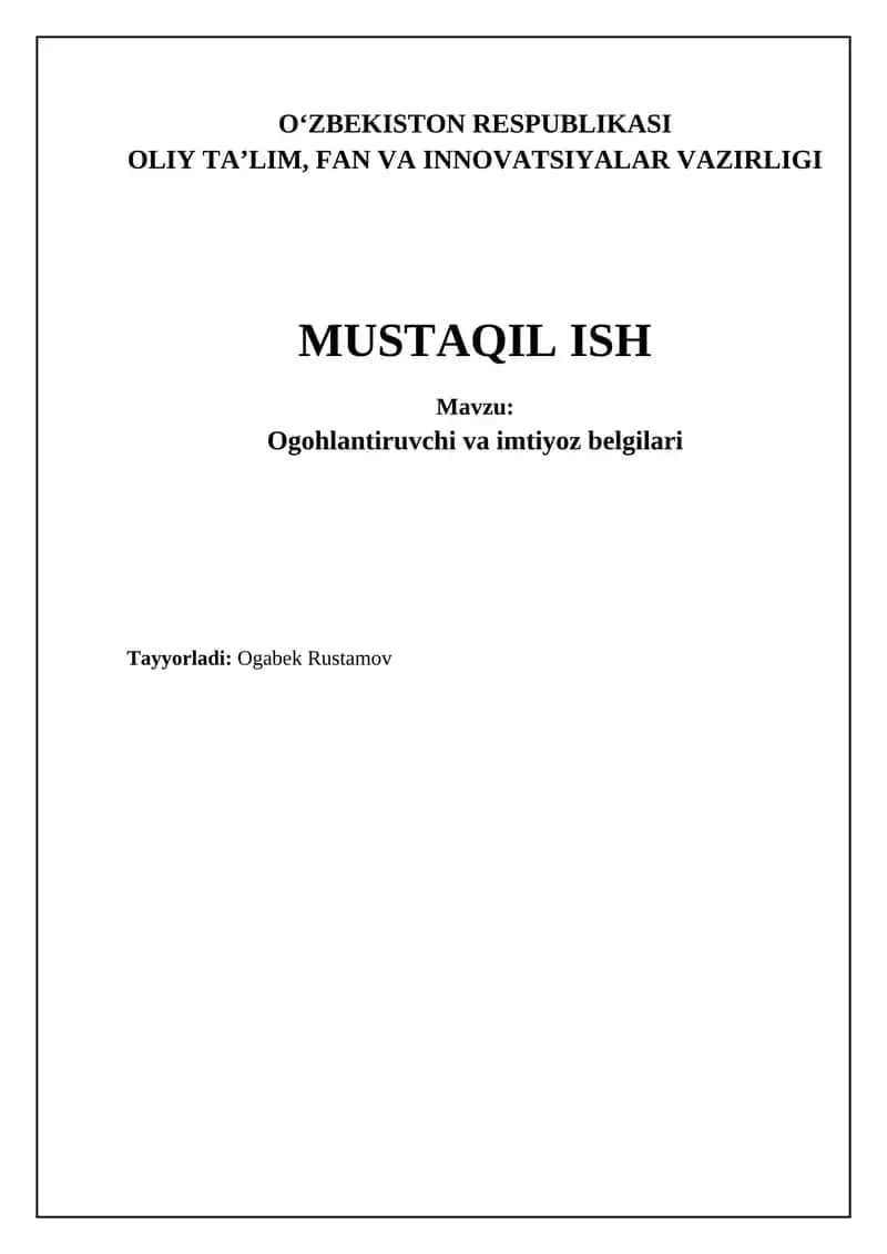Ogohlantiruvchi va imtiyoz belgilari
