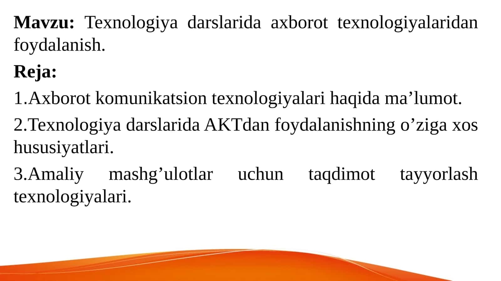 Texnologiya darslarida axborot texnologiyalaridan foydalanish
