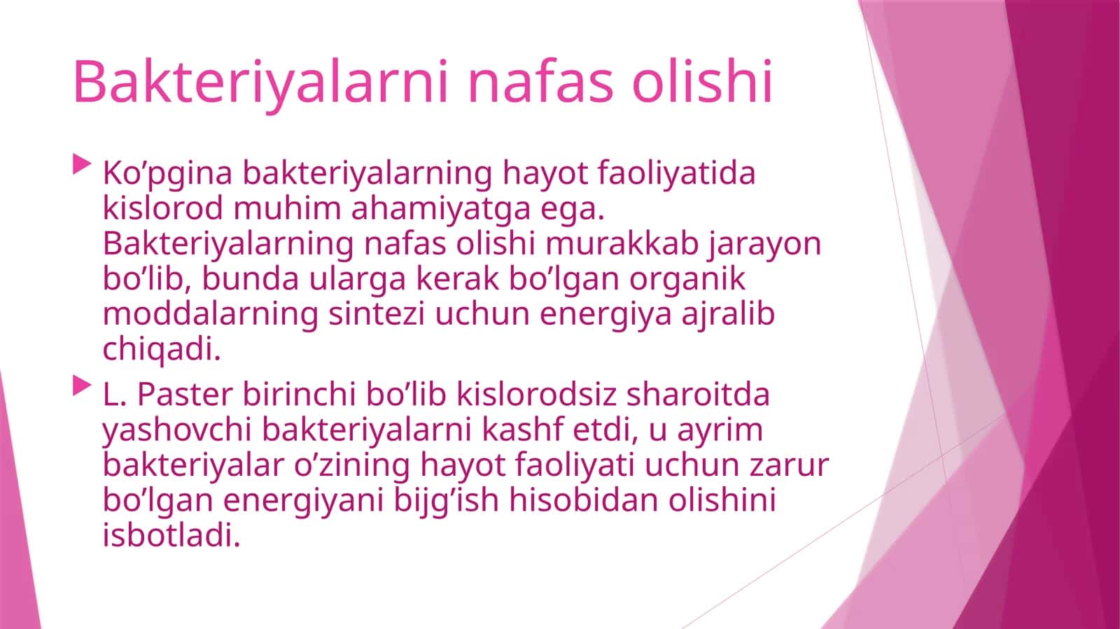 Bakteriyalarning nafas olishi