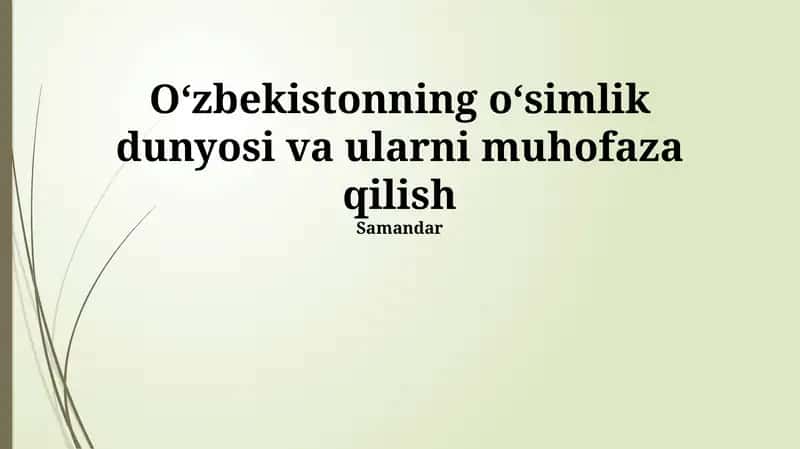 O’zbekistonning o‘simlik dunyosi va ularni muhofaza qilish