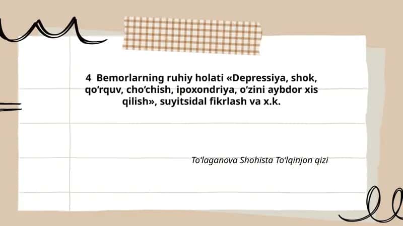 Bemorlarning ruhiy holati