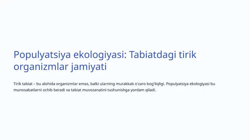Populyatsiya ekologiyasi