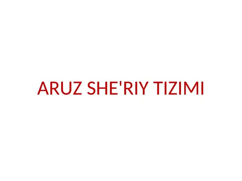 ARUZ SHE'RIY TIZIMI