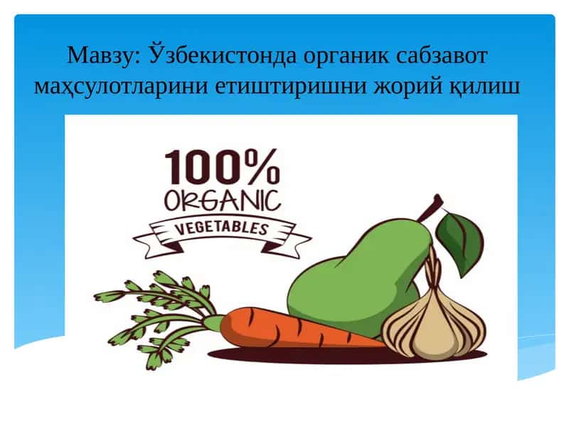 Ўзбекистонда органик сабзавот маҳсулотларини етиштиришни жорийқилиш