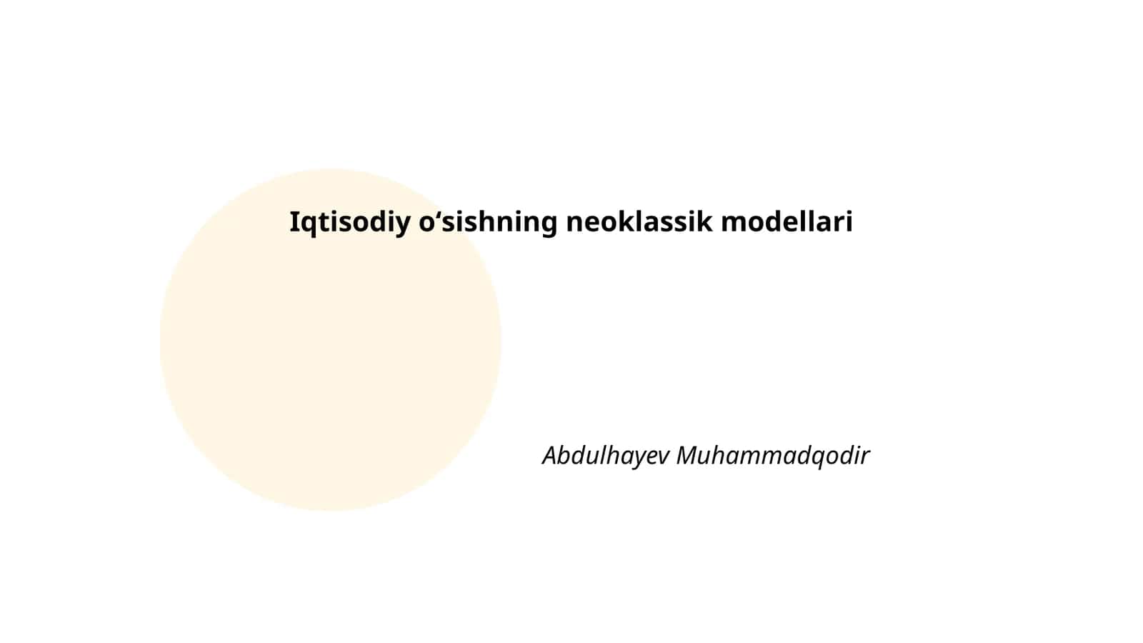 Iqtisodiy oʻsishning neoklassik modellari