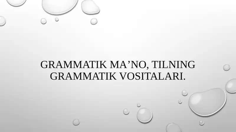 GRAMMATIK MAʼNO, TILNING GRAMMATIK VOSITALARI