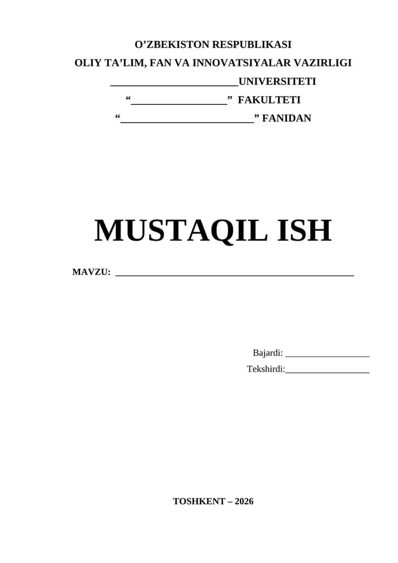 Mustaqil ish yuzi