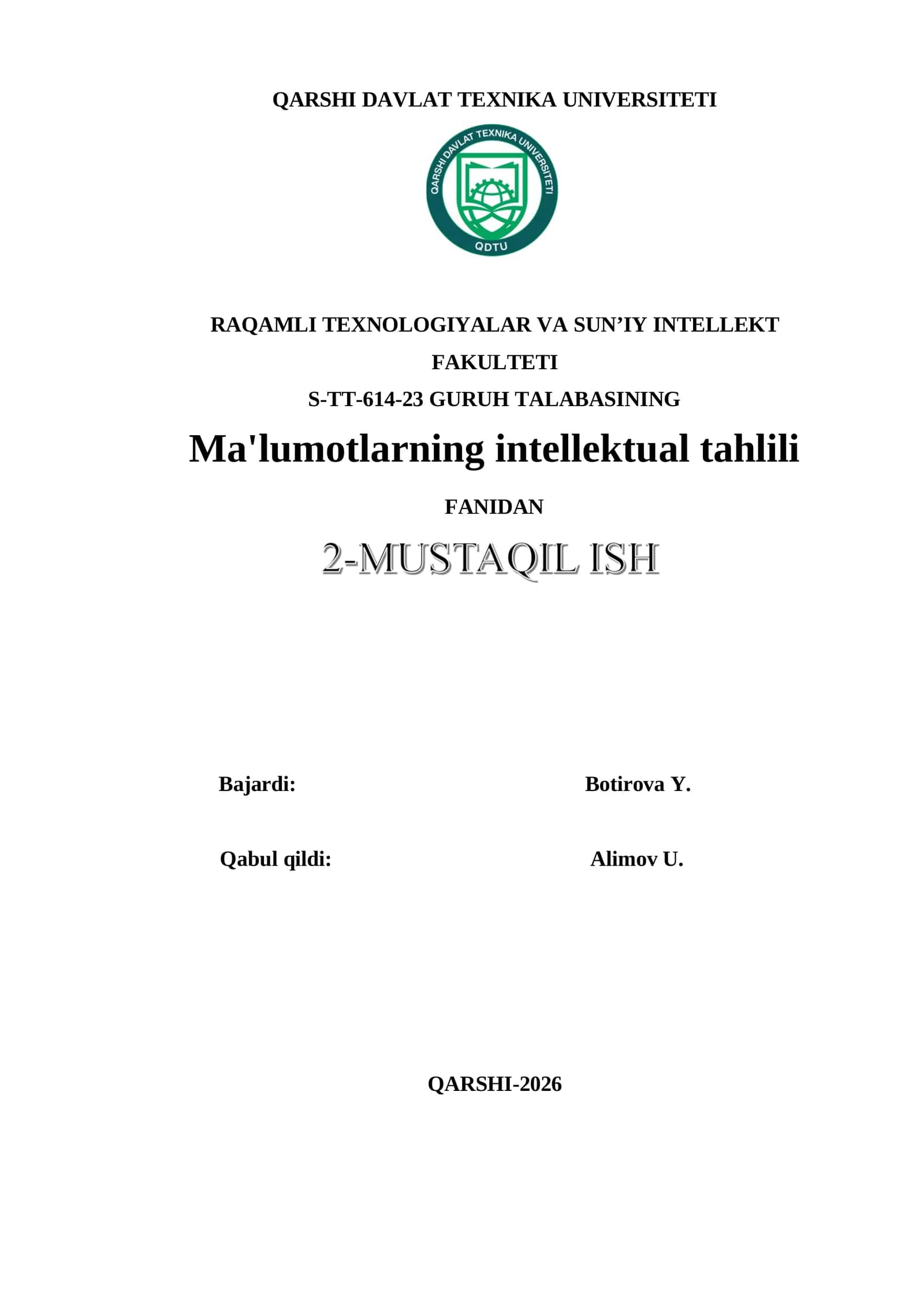 Ma'lumotlarning intellektual tahlili