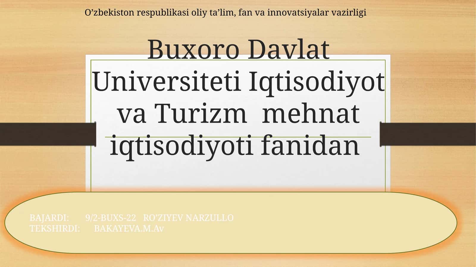 MEHNAT IQTISODIYOTI FANINING MOHIYATI VA UNING TARKIBIY YO’NALISHLARI