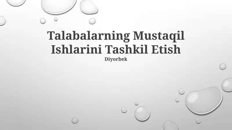 Talabalarning Mustaqil Ishlarini Tashkil Etish