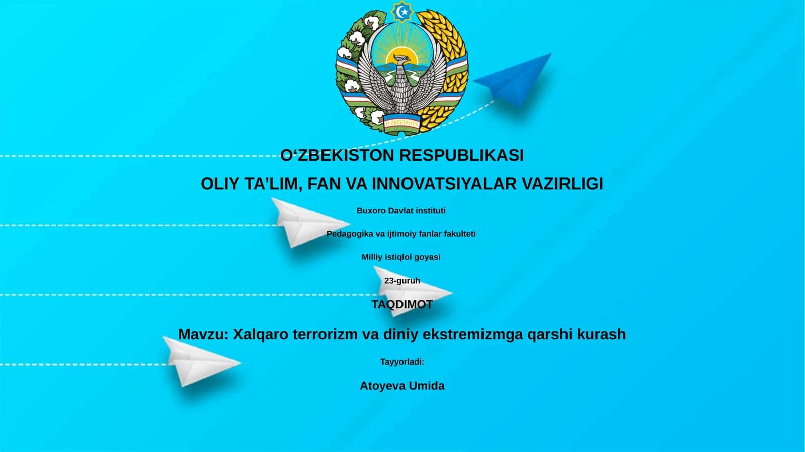Xalqaro terrorizm va diniy ekstremizmga qarshi kurash