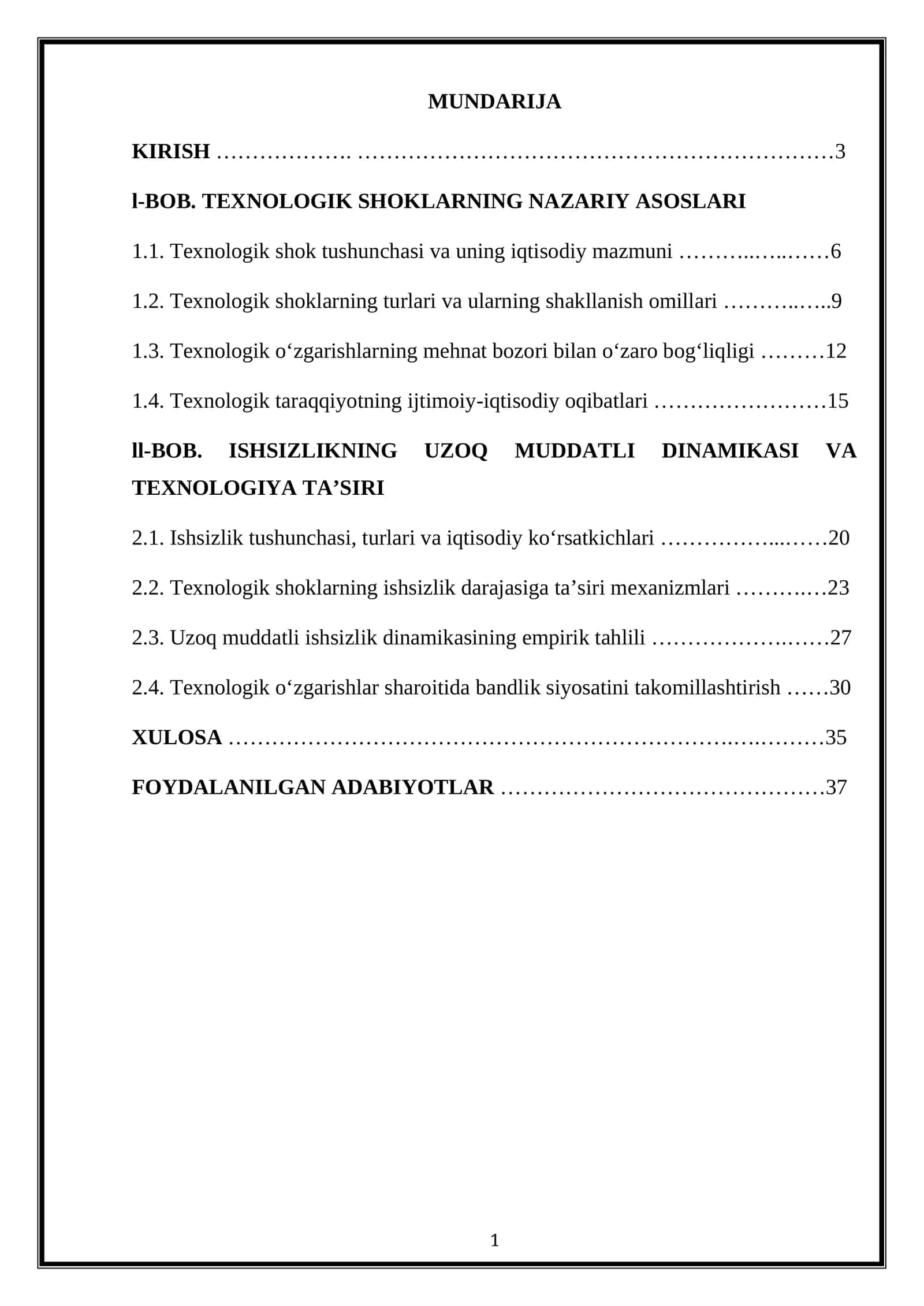 TEXNOLOGIK SHOKLAR