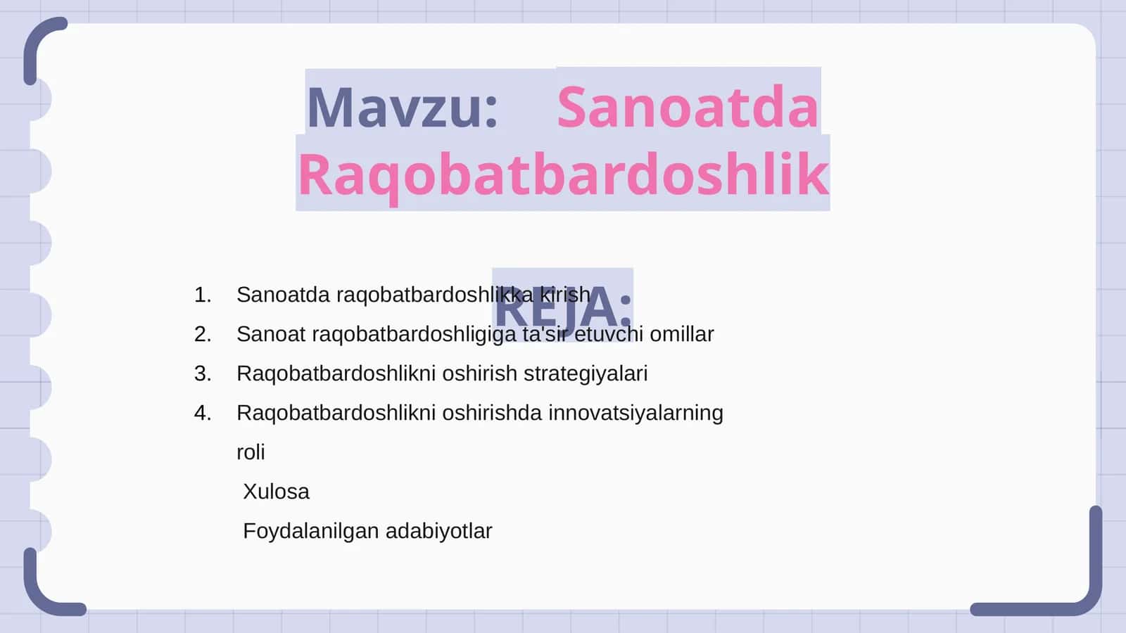 Sanoatda Raqobatbardoshlik