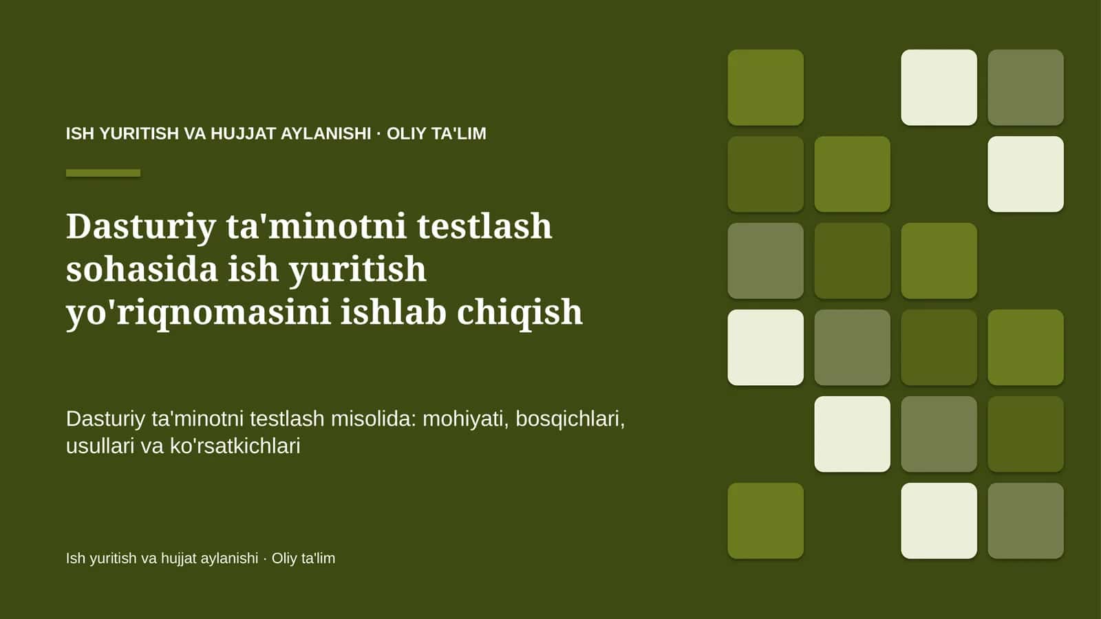 Ish yuritish va hujjat aylanishi · Oliy ta'lim