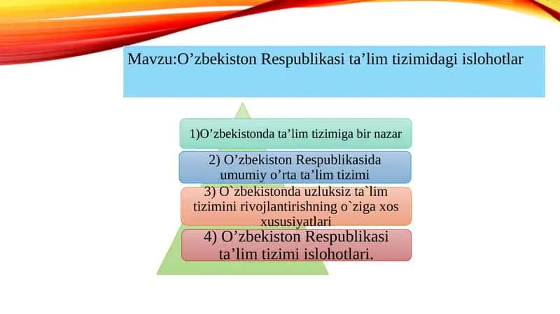 O’zbekiston Respublikasi ta’lim tizimidagi islohotlar