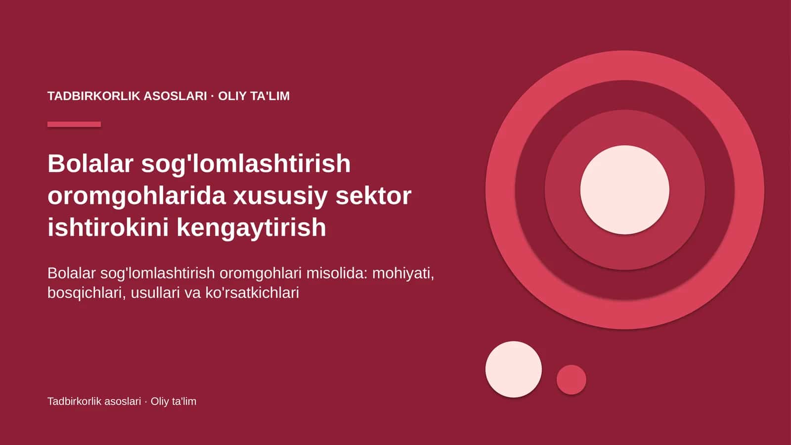 Tadbirkorlik asoslari · Oliy ta'lim