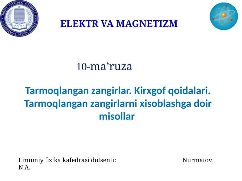 ELEKTR VA MAGNETIZM